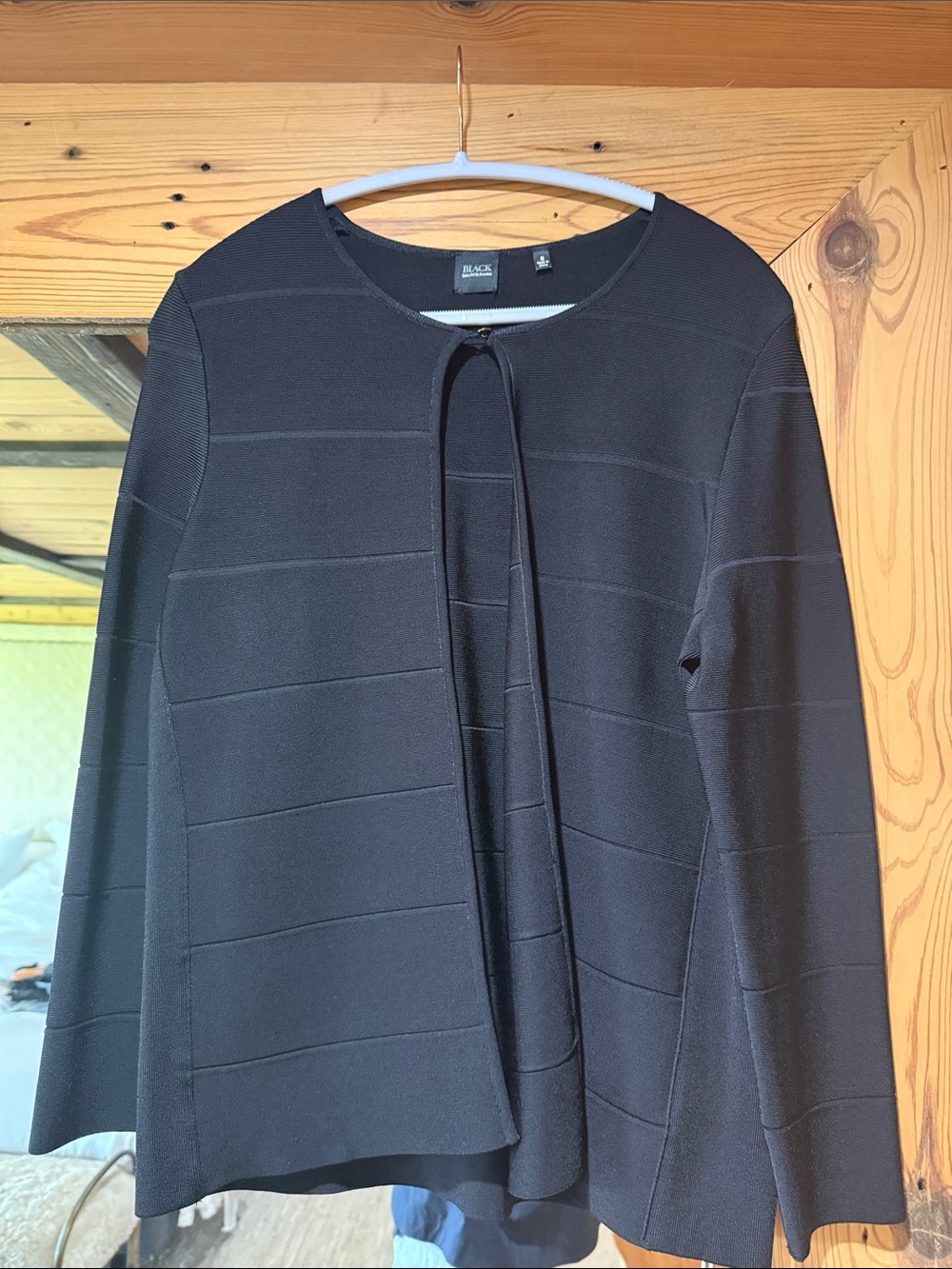 Saks Black Label Open Front Knit Cardigan Jacket, size Small but fits Medium